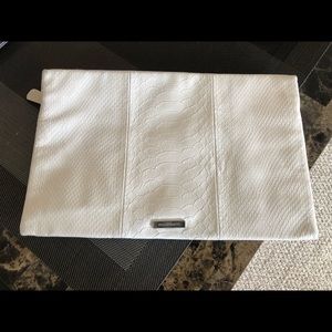 White snake skin BCBG clutch